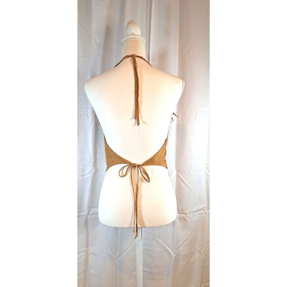 Vintage 70s Deerskin Suede Top w/Feather Detail LOTUS Leather Design Shasta CAL. - Picture 6 of 9